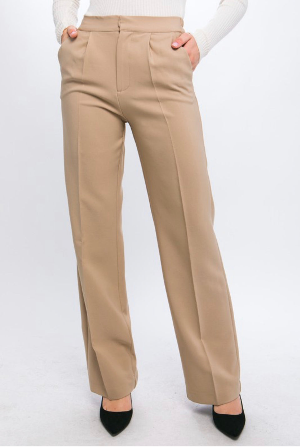 Beige Fit Dress Pants