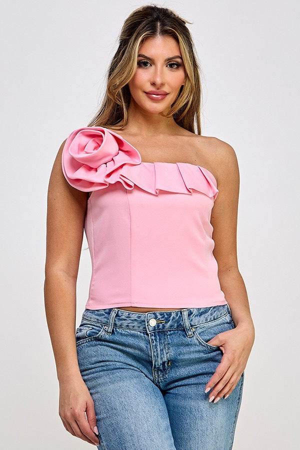 Catalina Rose Ruffle Pink Top