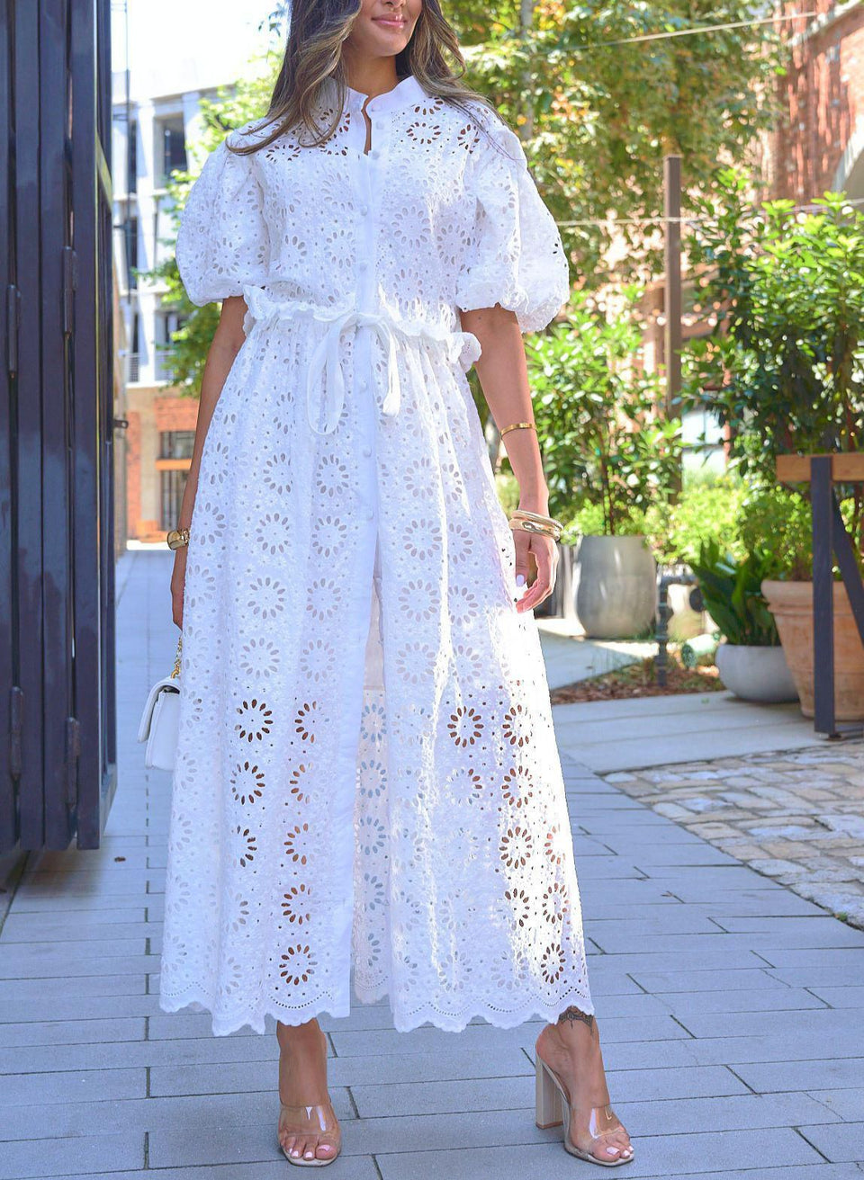 Eyelet White Dress